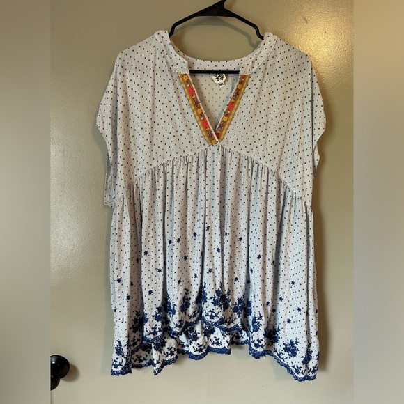 Ivy Jane boho embroidered babydoll style blouse size M/L - Picture 1 of 6